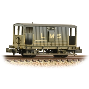 377-750A MR 20T Brake Van with Duckets LMS Grey Weathered (image for) 377-750A MR 20T Brake Van with Duckets LMS Grey Weathered